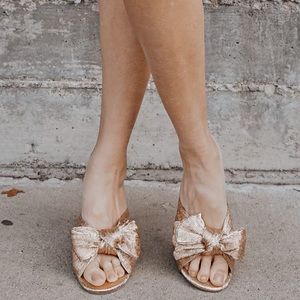 Brand New Rose Gold Knotted High Heel Sandals.